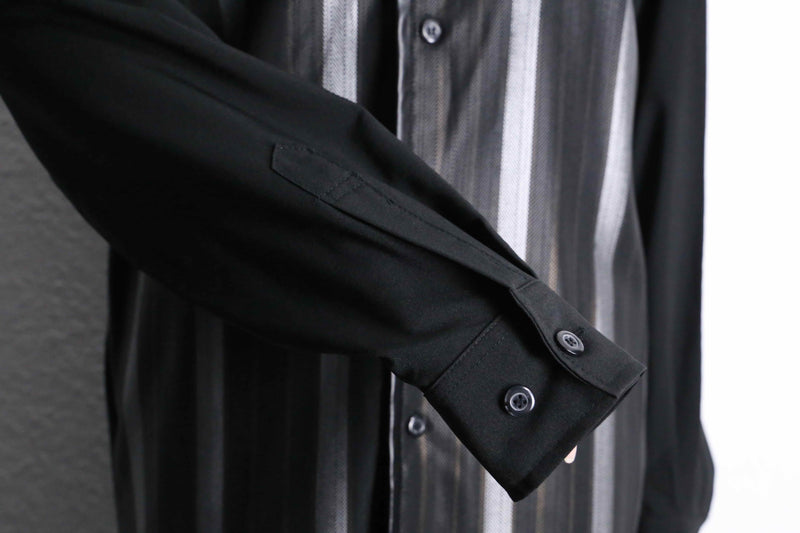 "PRONTI" leather switch stripe print shirts
