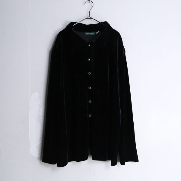 black color velours design L/S shirts