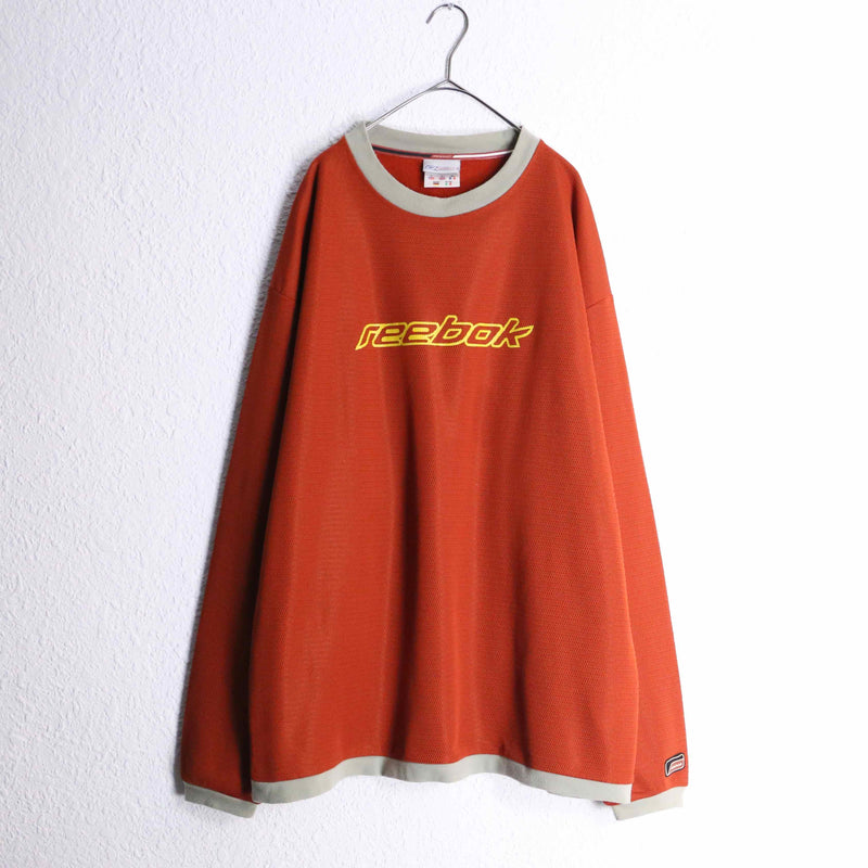 ”reebok” red color logo print mesh pullover