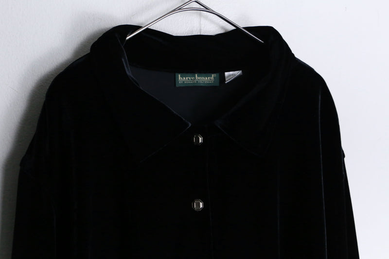 black color velours design L/S shirts