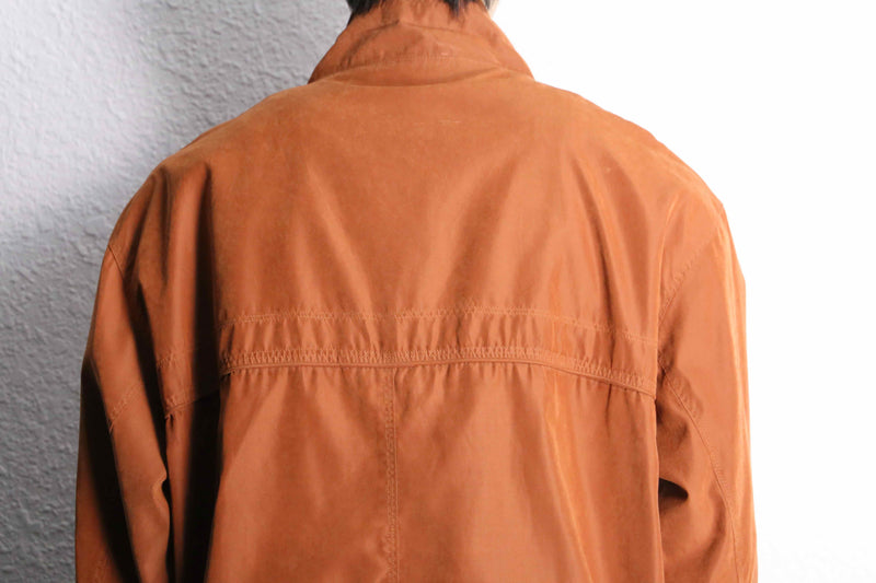 orange smooth layered collar blouson