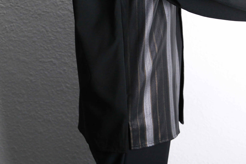 "PRONTI" leather switch stripe print shirts