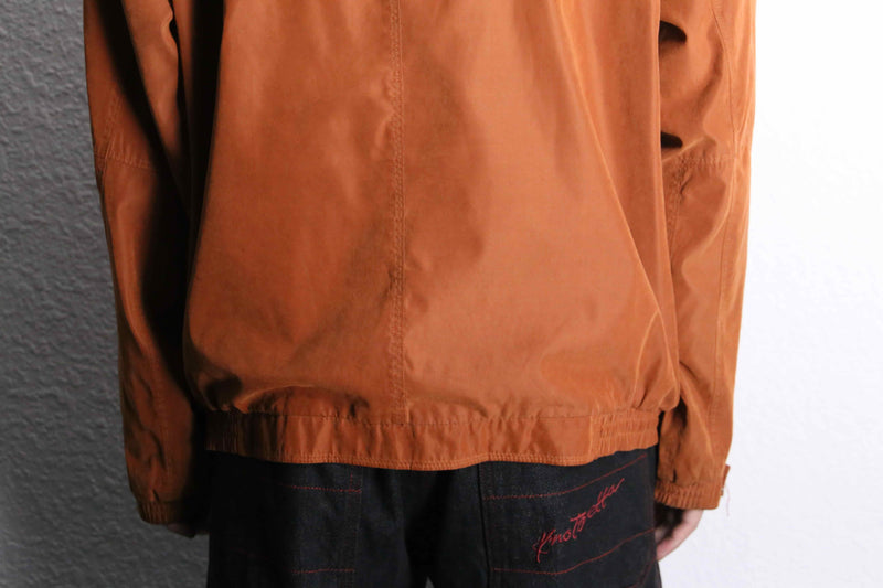 orange smooth layered collar blouson