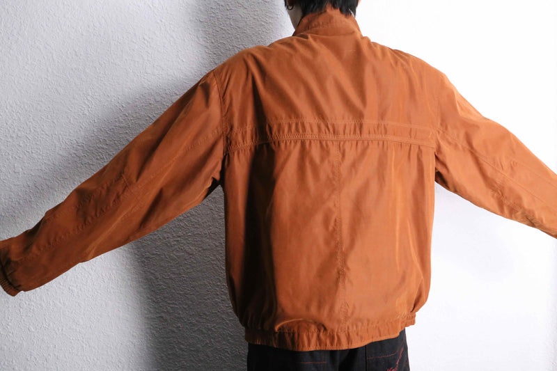 orange smooth layered collar blouson