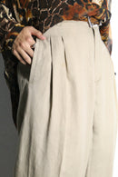 "SAXONY "extreme wide linen blend slacks