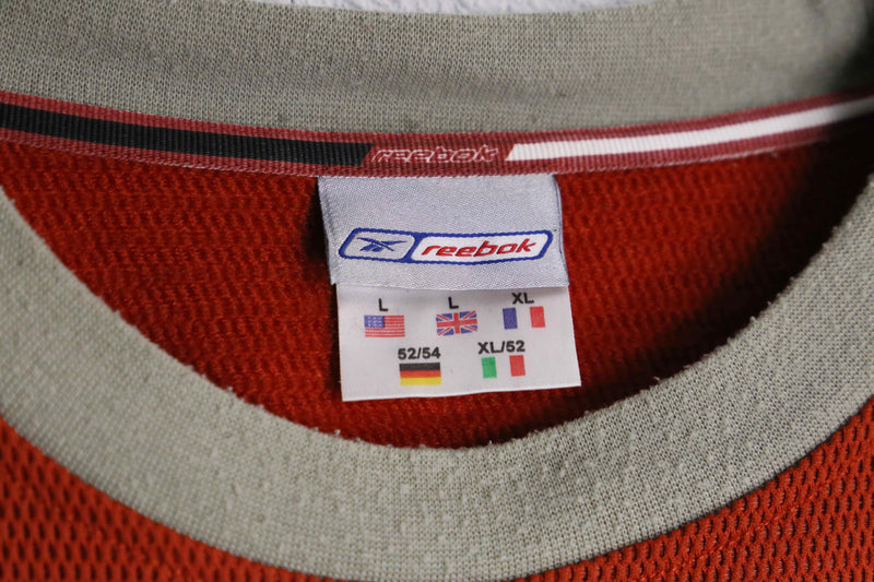 ”reebok” red color logo print mesh pullover