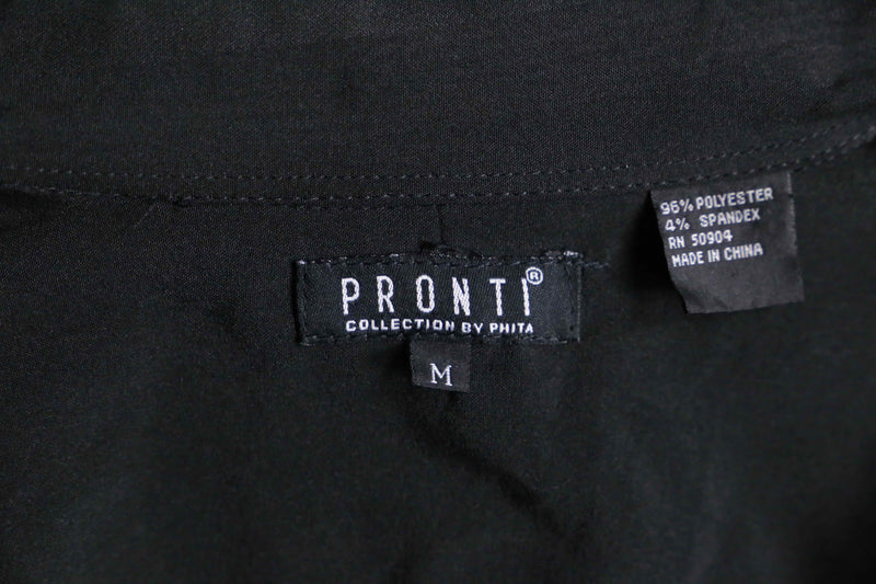 "PRONTI" leather switch stripe print shirts