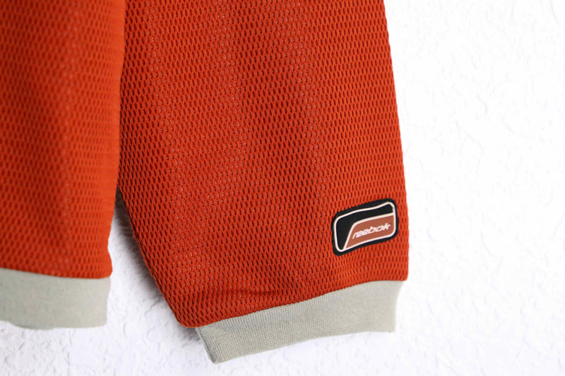”reebok” red color logo print mesh pullover