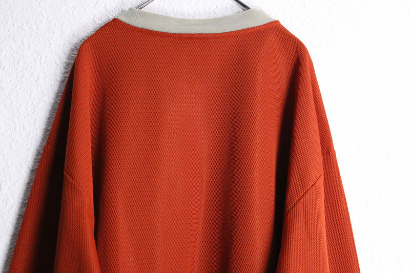 ”reebok” red color logo print mesh pullover