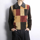 panel color switch suede leather short jacket