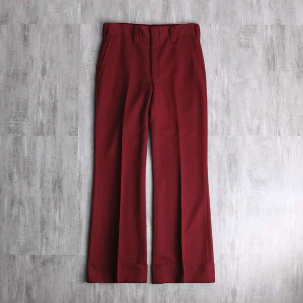 70's bordeaux color poly semi flare slacks