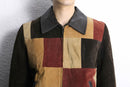 panel color switch suede leather short jacket