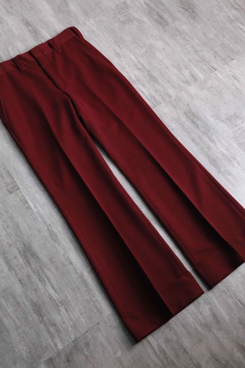 70's bordeaux color poly semi flare slacks