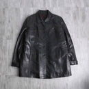 black color real leather half coat