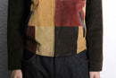 panel color switch suede leather short jacket