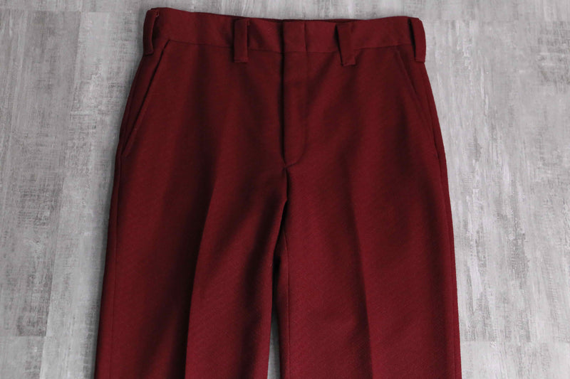 70's bordeaux color poly semi flare slacks