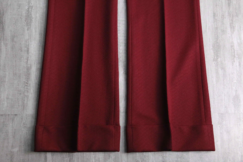 70's bordeaux color poly semi flare slacks