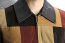 panel color switch suede leather short jacket