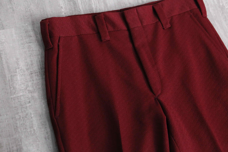 70's bordeaux color poly semi flare slacks