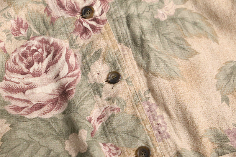 beige base flower design shirt jacket