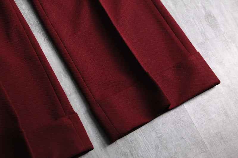 70's bordeaux color poly semi flare slacks