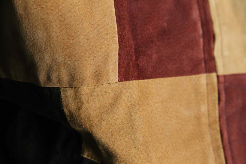 panel color switch suede leather short jacket