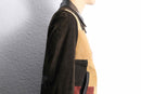 panel color switch suede leather short jacket