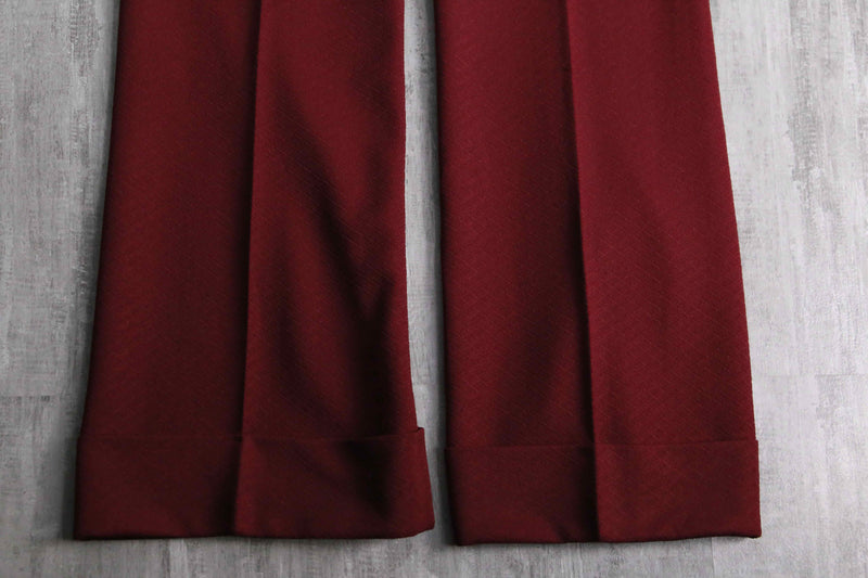 70's bordeaux color poly semi flare slacks