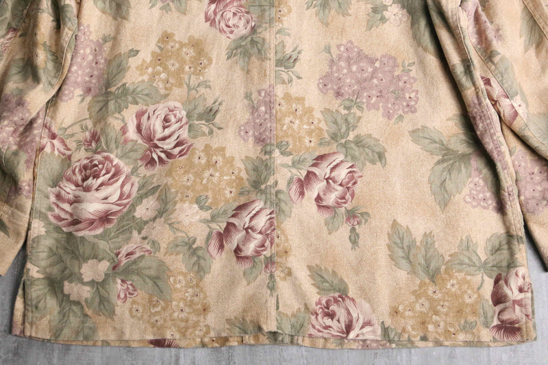 beige base flower design shirt jacket