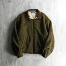 "NAUTICA" brown houndtooth fleece × beige twill reversible short jacket.