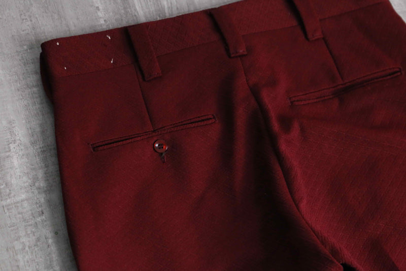 70's bordeaux color poly semi flare slacks