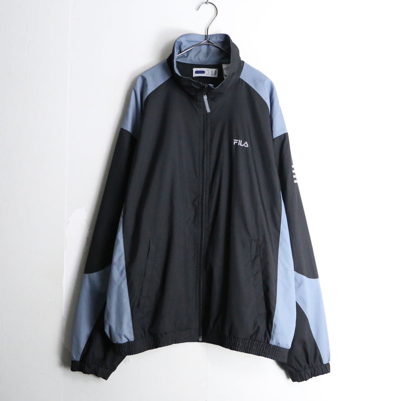 "FILA" dark tone high neck loose track jacket