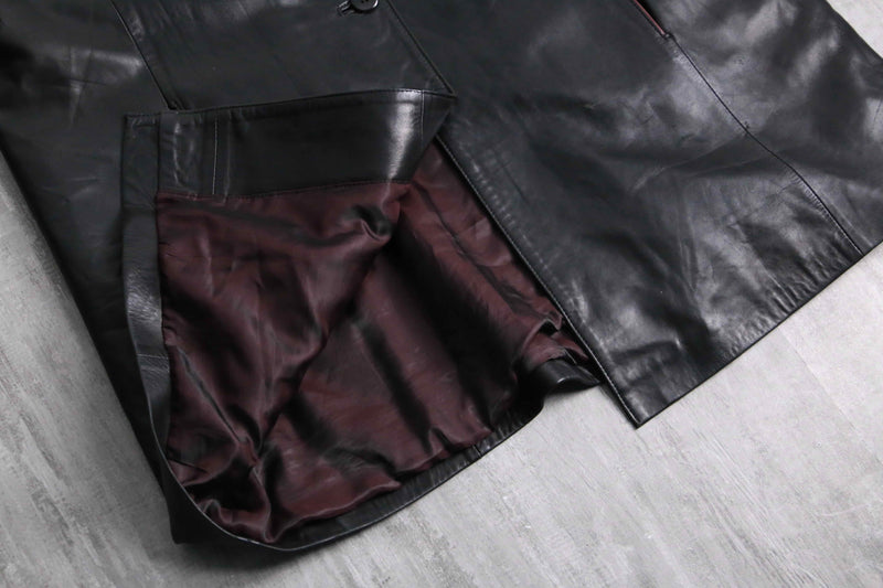 black color real leather half coat