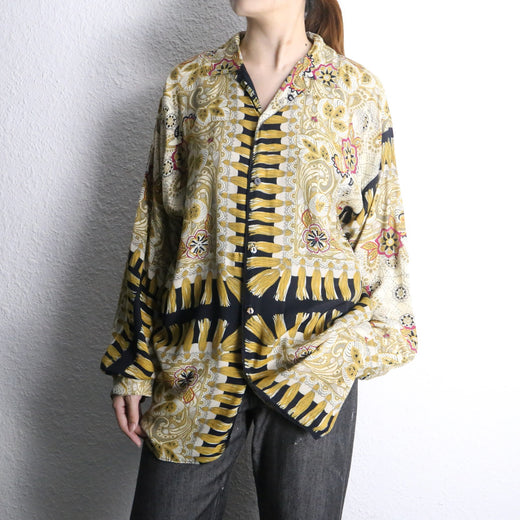 scarf pattern rayon L/S shirt
