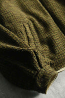 "NAUTICA" brown houndtooth fleece × beige twill reversible short jacket.