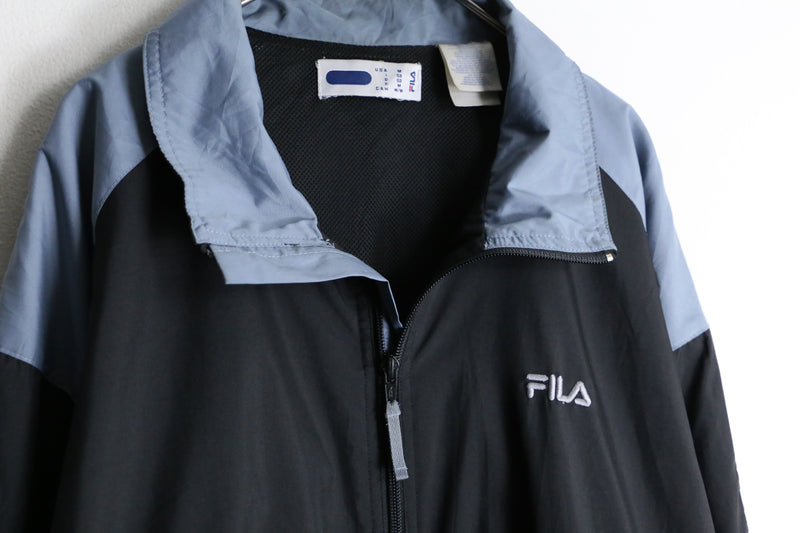 "FILA" dark tone high neck loose track jacket