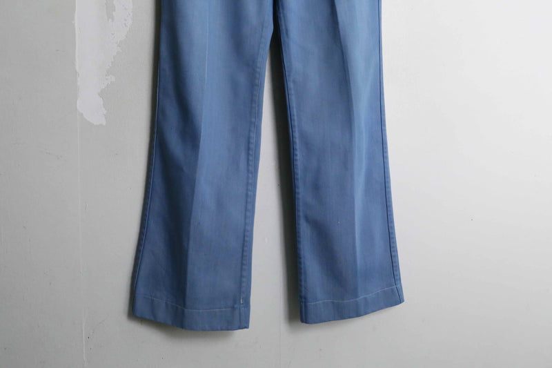 gradation sax blue color front button design flare pants