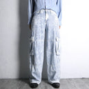 bleach×stripe design wide cargo denim pants