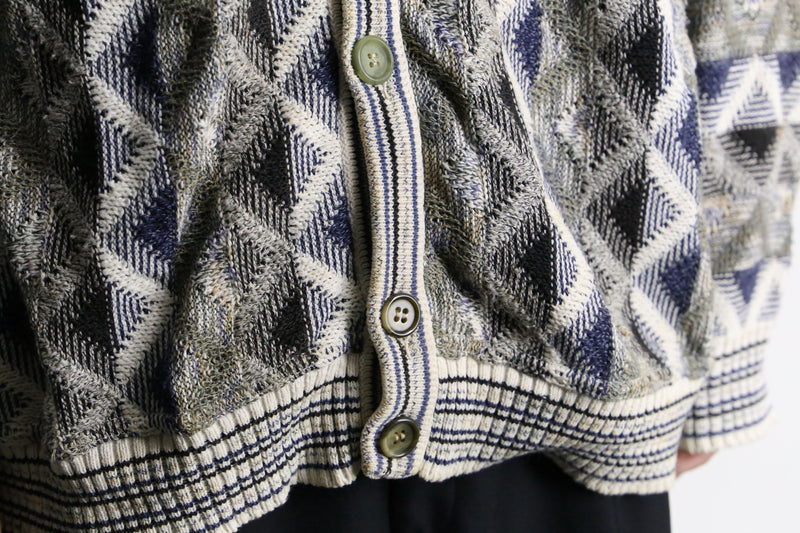 argyle pattern knit cardigan