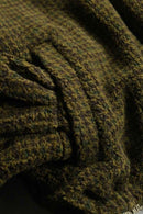 "NAUTICA" brown houndtooth fleece × beige twill reversible short jacket.