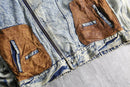 chemical wash denim double riders jacket