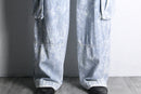 bleach×stripe design wide cargo denim pants