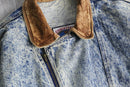 chemical wash denim double riders jacket