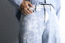 bleach×stripe design wide cargo denim pants
