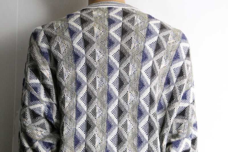 argyle pattern knit cardigan