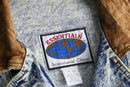chemical wash denim double riders jacket