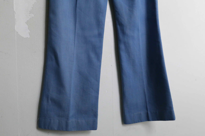 gradation sax blue color front button design flare pants