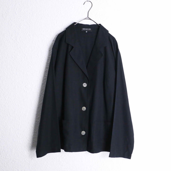 black 3B silk linen L/S shirt jacket