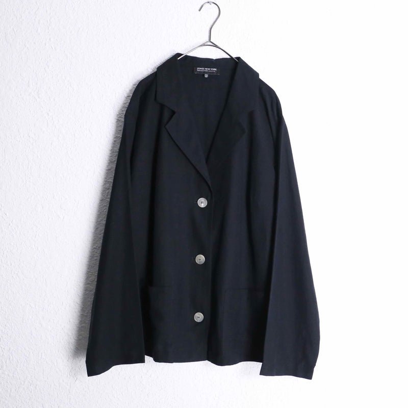 black 3B silk linen L/S shirt jacket