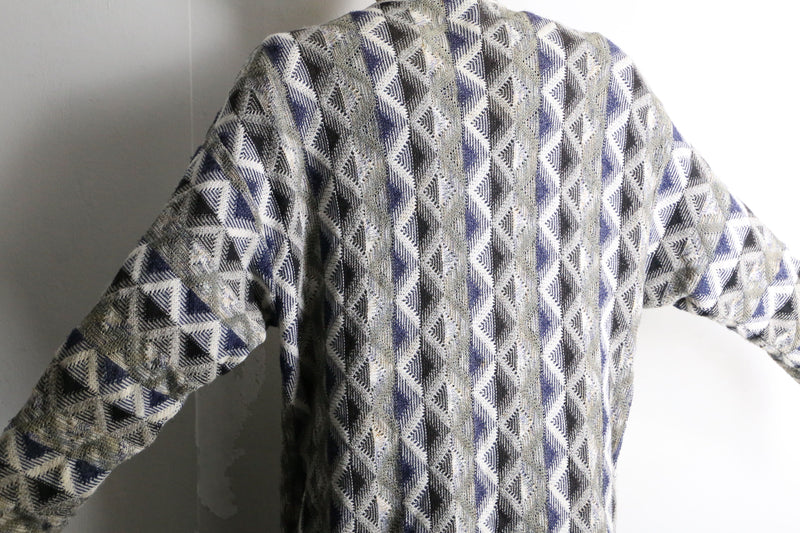 argyle pattern knit cardigan